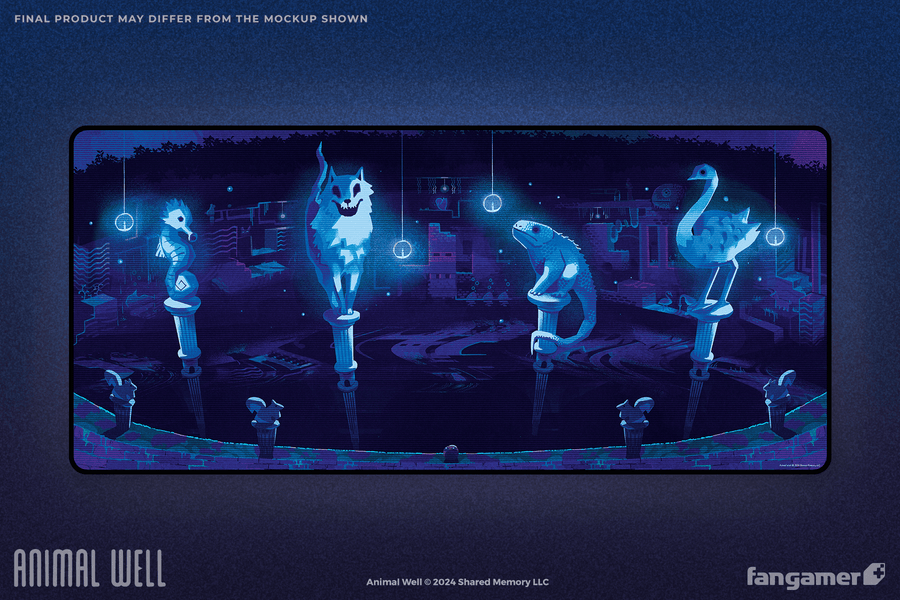 Effigies in the Depths Desk Mat - Animal Well