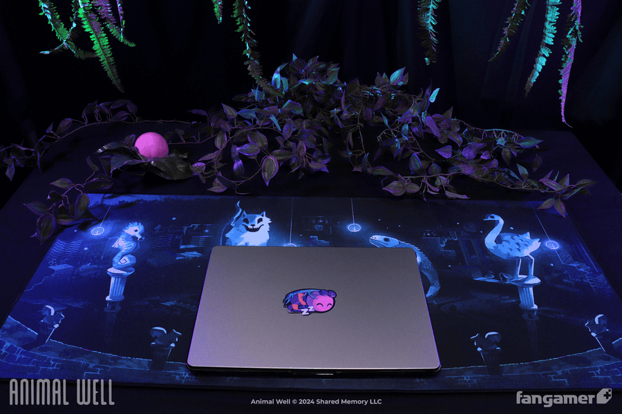 Effigies in the Depths Desk Mat - Animal Well