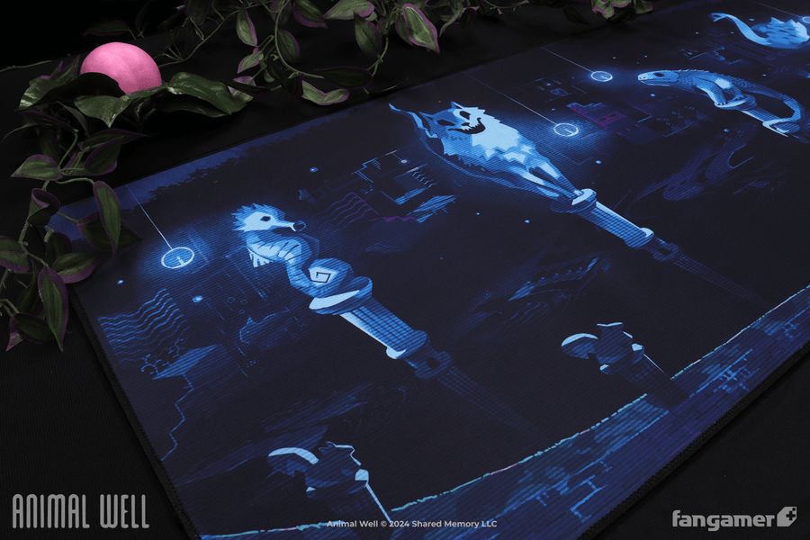 Effigies in the Depths Desk Mat - Animal Well