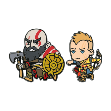 Kratos and Atreus Chibi Pin Set