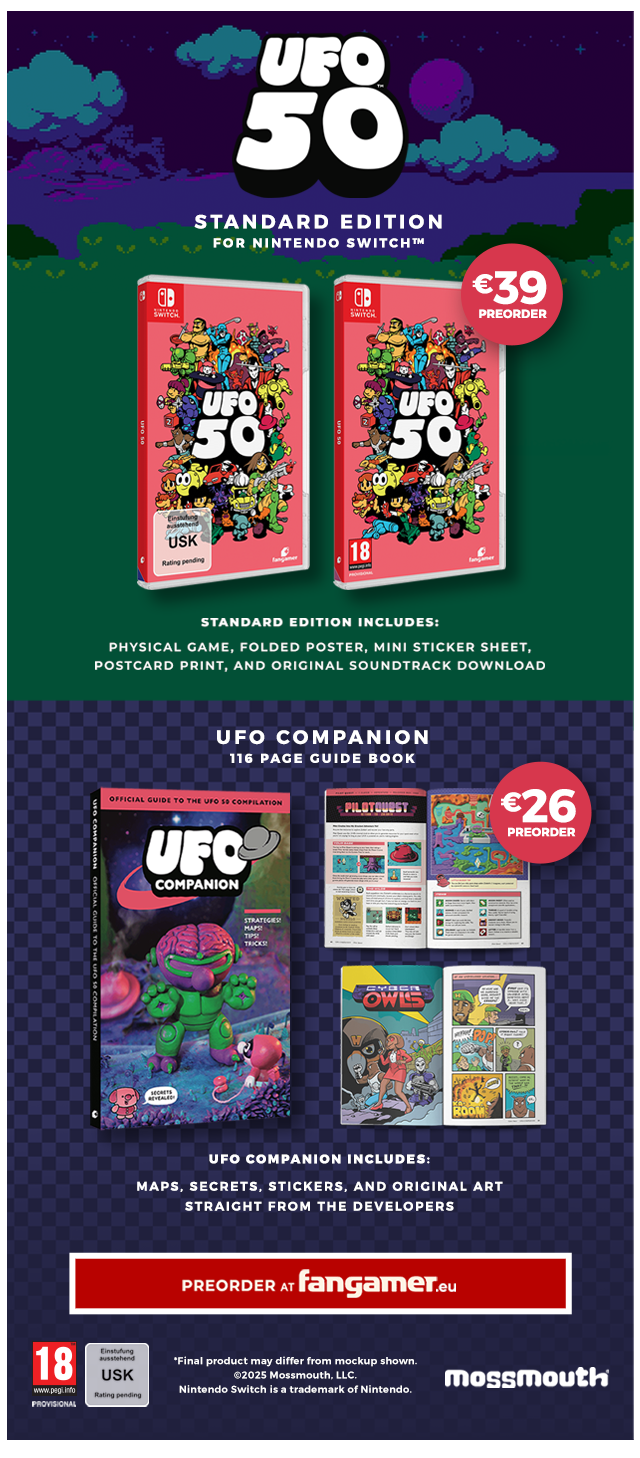 New UFO 50 Preorders are available at Fangamer.eu