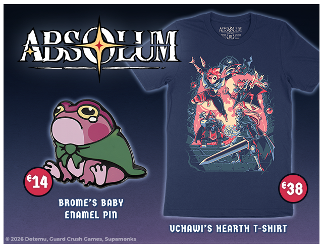 New Absolum merch available now at Fangamer.eu