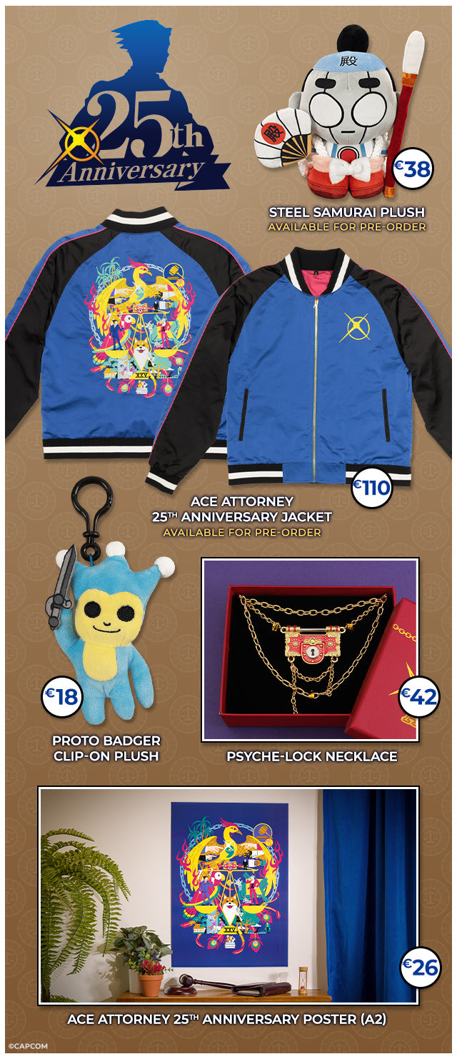 Ace Attorney 25th Anniversary Collection available now at Fangamer.eu!