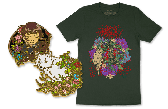 Beast of Reincarnation shirts and pins