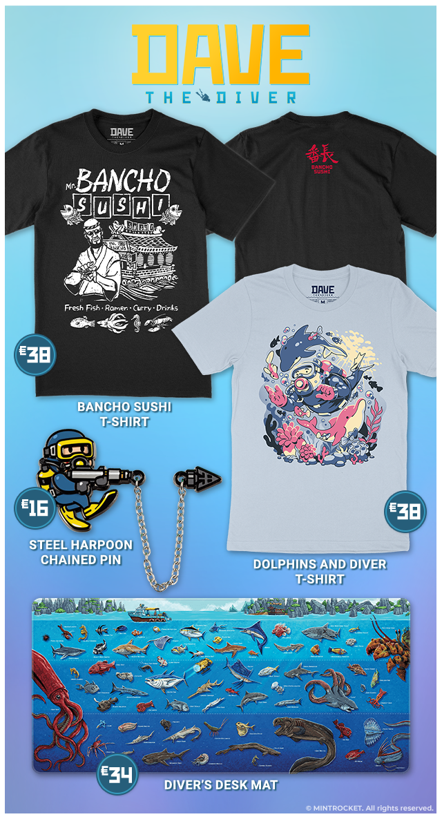 New Dave the Diver merch available at Fangamer.eu