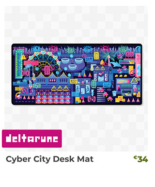 Cyber City Desk Mat is back in stock at fangamer.eu