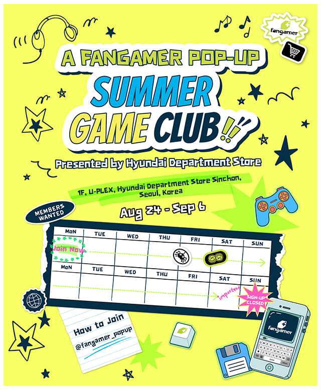 Fangamer pop-up at Hyundai Department Store Sinchon in Seoul, Korea from August 24th to September 6th