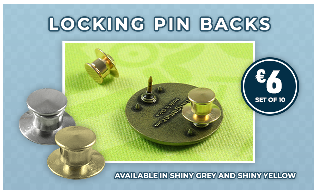 Locking pin backs now available at Fangamer.eu