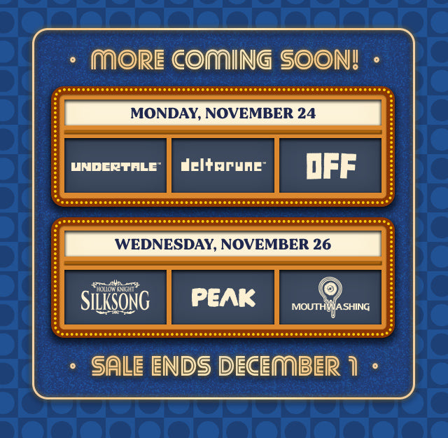 More new merch coming Monday Nov 24th, Black Friday Sale ends December 1st at Fangamer.eu