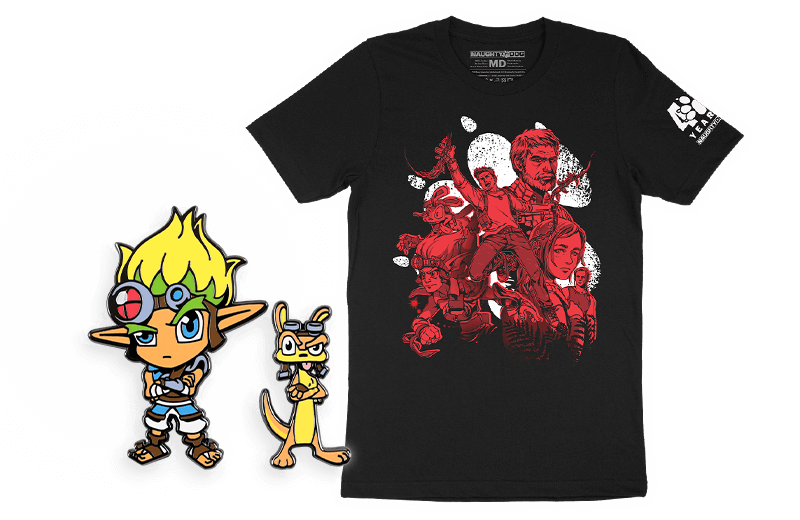 Naughty Dog: Anniversary shirts and pin sets