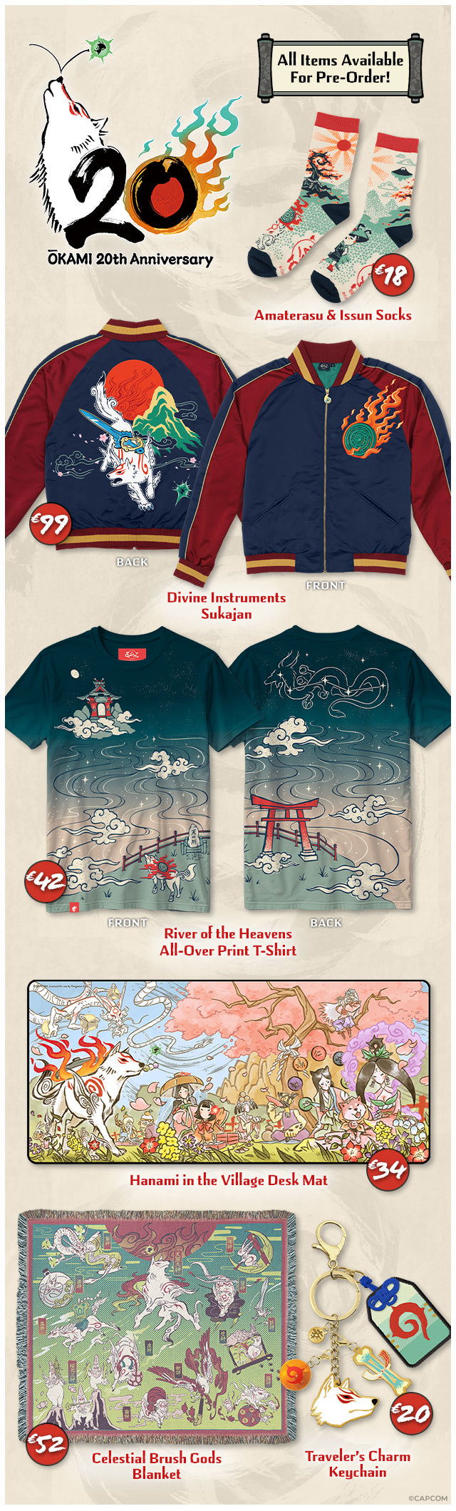Okami 20th Anniversary merch available at fangamer.eu