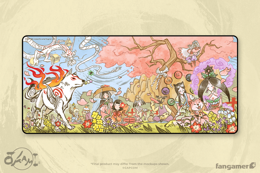 Hanami in the Village Desk Mat - Okami