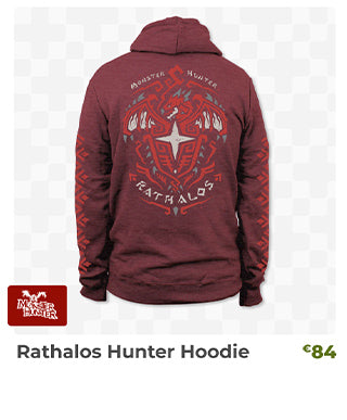 Rathalos Hunter Hoodie is back in stock at Fangamer.eu