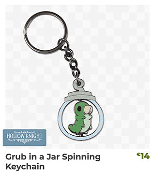 Grub in a Jar Spinning Keychain is back in stock at Fangamer.eu!