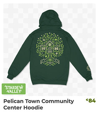 Pelican Town Community Center Hoodie is back in stock at Fangamer.eu