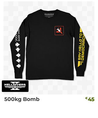500kg Bomb long-sleeve shirt is back in stock at fangamer.eu