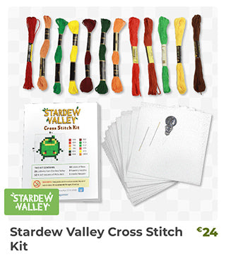 Stardew Valley Cross Stitch Kit is back in stock at fangamer.eu