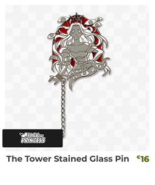 The Tower Stained Glass Pin is back in stock at fangamer.eu